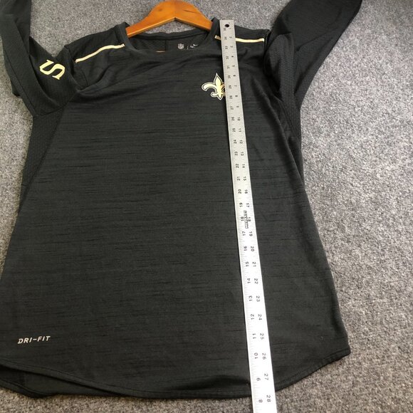 Nike New Orleans Saints Shirt Mens Small Black NFL On Field Long Sleeve - Picture 8 of 10
